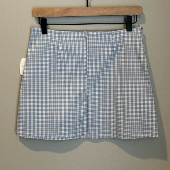 ALTAR’D STATE Ivory Blue Kit Plaid Mini Skirt w/ 5” Side Slit NWT - Picture 4 of 11